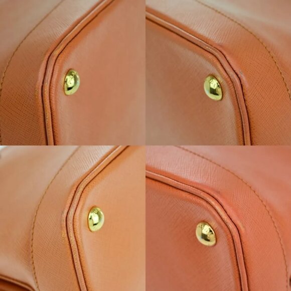 PRADA MILANO 2Way Shoulder Hand Bag Saffiano Leather Orange Gold Italy 99EB493 - Picture 7 of 15